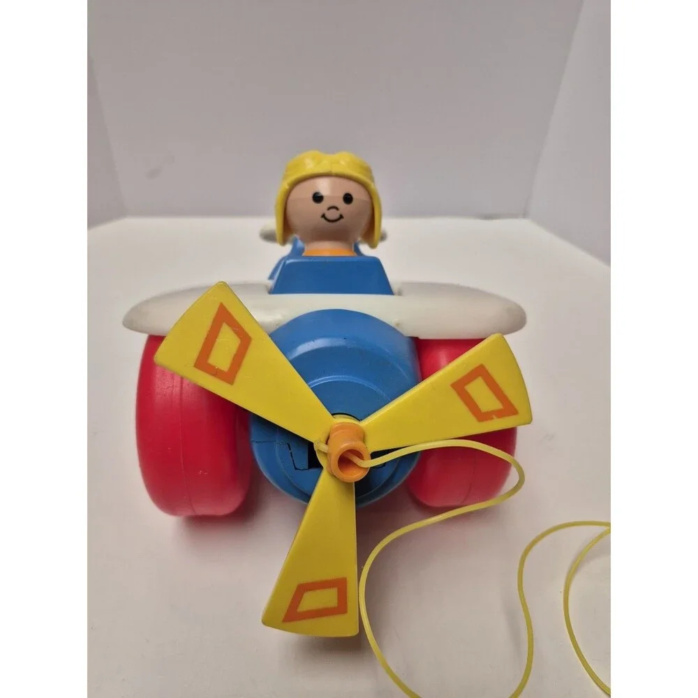 Vintage Fisher Price Airplane pull along Toy 1980 rotating propellor